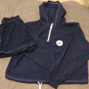 Ocean Pacific Nylon Juniors Size Medium Short Set with Pull-over Hoodie in Navy